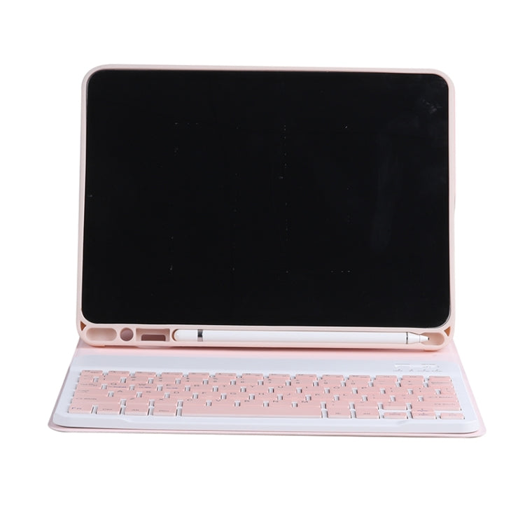 C-098B Candy Color Skin Feel Texture Bluetooth Keyboard Leather Case with Pen Holder For iPad Air 4 10.9 2020 / Air 5 10.9 2022 (Pink) - For iPad Air by PMC Jewellery | Online Shopping South Africa | PMC Jewellery