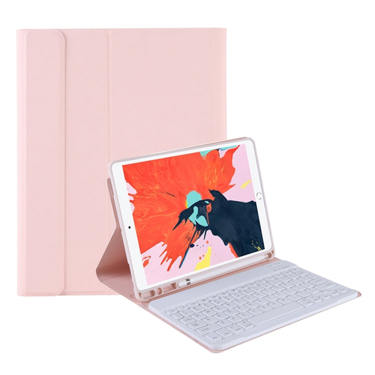 T098B Candy Color Skin Feel Texture Bluetooth Keyboard Leather Case with Pen Holder For iPad Air 4 10.9 2020 / Air 5 10.9 2022 (Pink) - For iPad Air by PMC Jewellery | Online Shopping South Africa | PMC Jewellery