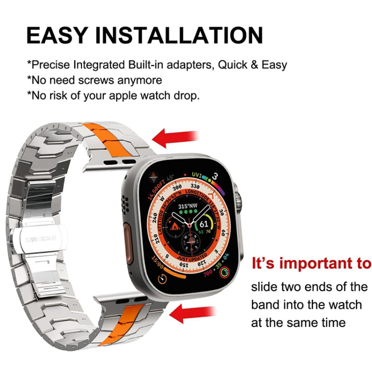 Steel Watch Band For Apple Watch Ultra 49mm&Watch Ultra 2 49mm / Series 9&8&7 45mm / SE 3&SE 2&6&SE&5&4 44mm / 3&2&1 42mm(Silver Orange) - Watch Bands by PMC Jewellery | Online Shopping South Africa | PMC Jewellery