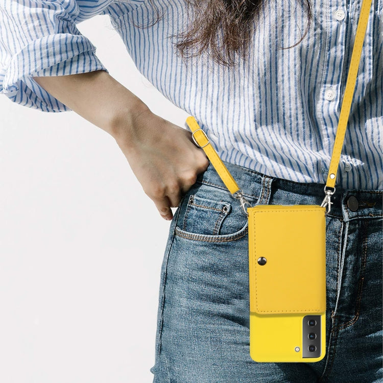 For Samsung Galaxy S22 5G Crossbody Lanyard Wallet Card Bag Phone Case(Yellow) - Galaxy S22 5G Cases by PMC Jewellery | Online Shopping South Africa | PMC Jewellery