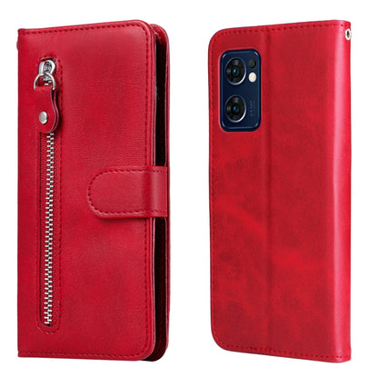 For OPPO Reno7 5G / Find X5 Lite International Version Fashion Calf Texture Zipper Horizontal Flip Leather Case(Red) - OPPO Cases by PMC Jewellery | Online Shopping South Africa | PMC Jewellery | Buy Now Pay Later Mobicred