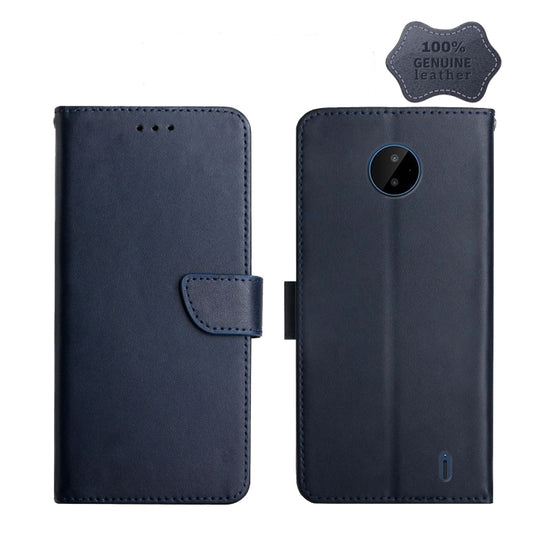 For Nokia C10 / C20 Genuine Leather Fingerprint-proof Horizontal Flip Phone Case(Blue) - Nokia Cases by PMC Jewellery | Online Shopping South Africa | PMC Jewellery | Buy Now Pay Later Mobicred