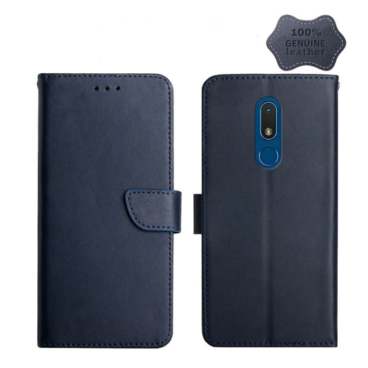 For Nokia C3 Genuine Leather Fingerprint-proof Horizontal Flip Phone Case(Blue) - Nokia Cases by PMC Jewellery | Online Shopping South Africa | PMC Jewellery | Buy Now Pay Later Mobicred