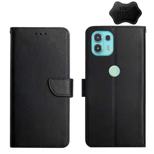 For Motorola Moto Edge 20 Lite Genuine Leather Fingerprint-proof Horizontal Flip Phone Case(Black) - Motorola Cases by PMC Jewellery | Online Shopping South Africa | PMC Jewellery | Buy Now Pay Later Mobicred