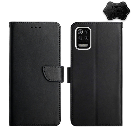 For LG K42 Genuine Leather Fingerprint-proof Flip Phone Case(Black) - LG by PMC Jewellery | Online Shopping South Africa | PMC Jewellery | Buy Now Pay Later Mobicred