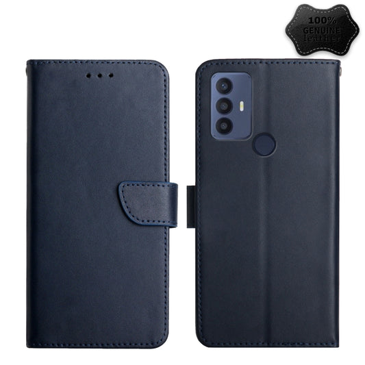 For TCL 30 SE Genuine Leather Fingerprint-proof Flip Phone Case(Blue) - More Brand by PMC Jewellery | Online Shopping South Africa | PMC Jewellery | Buy Now Pay Later Mobicred