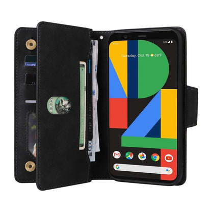 For Google Pixel 4 Rivet Buckle 9 Cards Three Fold Leather Phone Case(Black) - Google Cases by PMC Jewellery | Online Shopping South Africa | PMC Jewellery | Buy Now Pay Later Mobicred