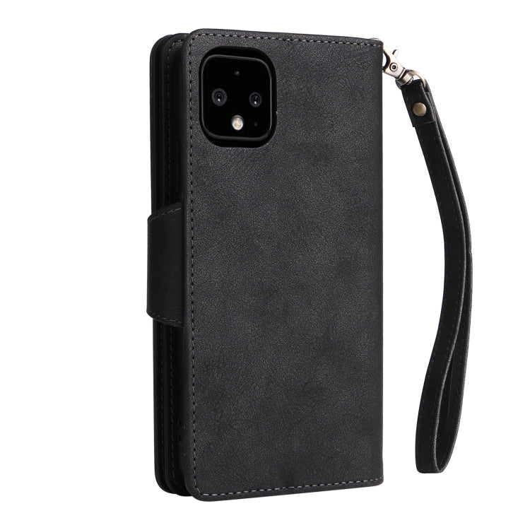 For Google Pixel 4 XL Rivet Buckle 9 Cards Three Fold Leather Phone Case(Black) - Google Cases by PMC Jewellery | Online Shopping South Africa | PMC Jewellery | Buy Now Pay Later Mobicred