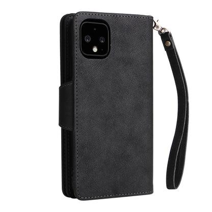 For Google Pixel 4 XL Rivet Buckle 9 Cards Three Fold Leather Phone Case(Black) - Google Cases by PMC Jewellery | Online Shopping South Africa | PMC Jewellery | Buy Now Pay Later Mobicred