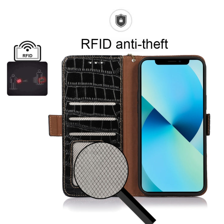 For Kyocera Digno BX2 Crocodile Top Layer Cowhide Leather Phone Case(Black) - More Brand by PMC TechLife | Online Shopping South Africa | PMC TechLife | Buy Now Pay Later Mobicred