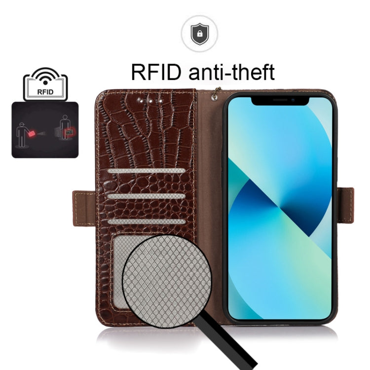 For Google Pixel 7 Pro 5G Crocodile Top Layer Cowhide Leather Phone Case(Brown) - Google Cases by PMC TechLife | Online Shopping South Africa | PMC TechLife | Buy Now Pay Later Mobicred
