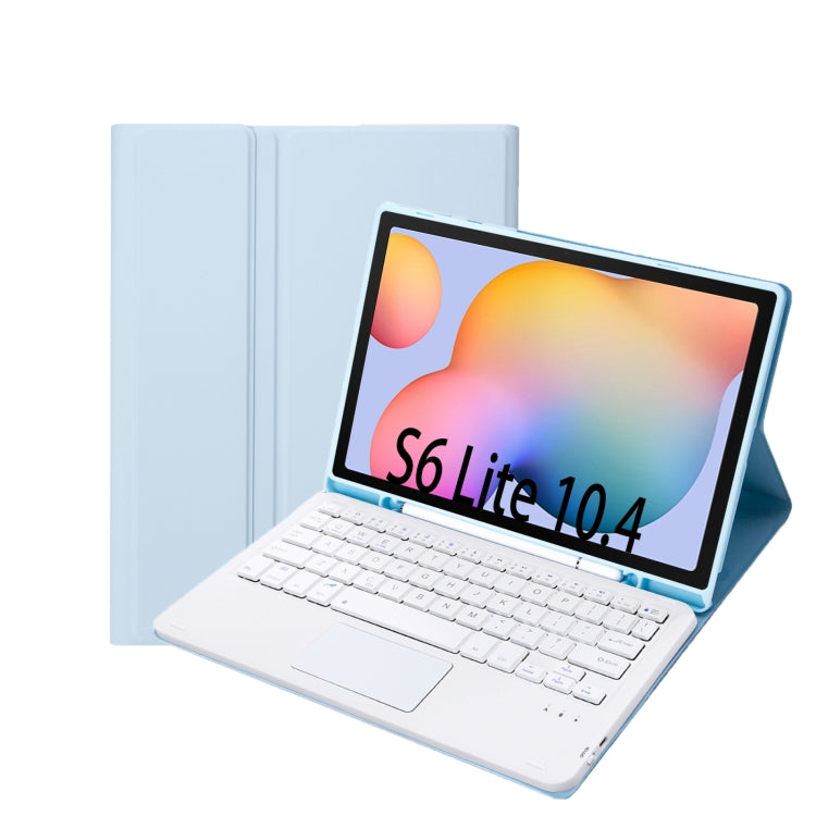 A610B-A Candy Color Bluetooth Keyboard Leather Case with Pen Slot & Touchpad For Samsung Galaxy Tab S6 Lite 10.4 inch SM-P610 / SM-P615(White Ice) - Samsung Keyboard by PMC Jewellery | Online Shopping South Africa | PMC Jewellery