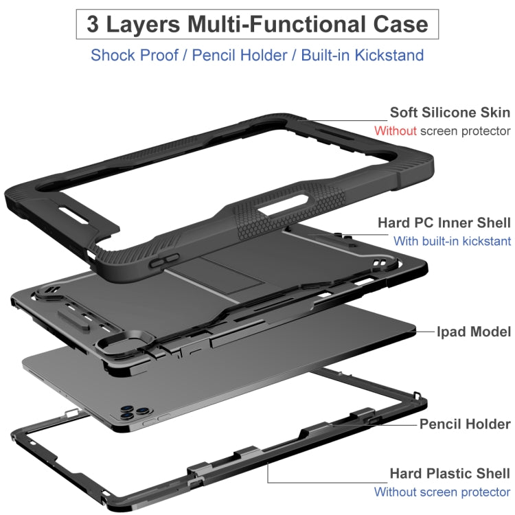 For iPad Pro 12.9 2022 / 2021 / 2020 / 2018 Silicone + PC Shockproof Tablet Case(Black) - free shipping - PMC TechLife - Order now!