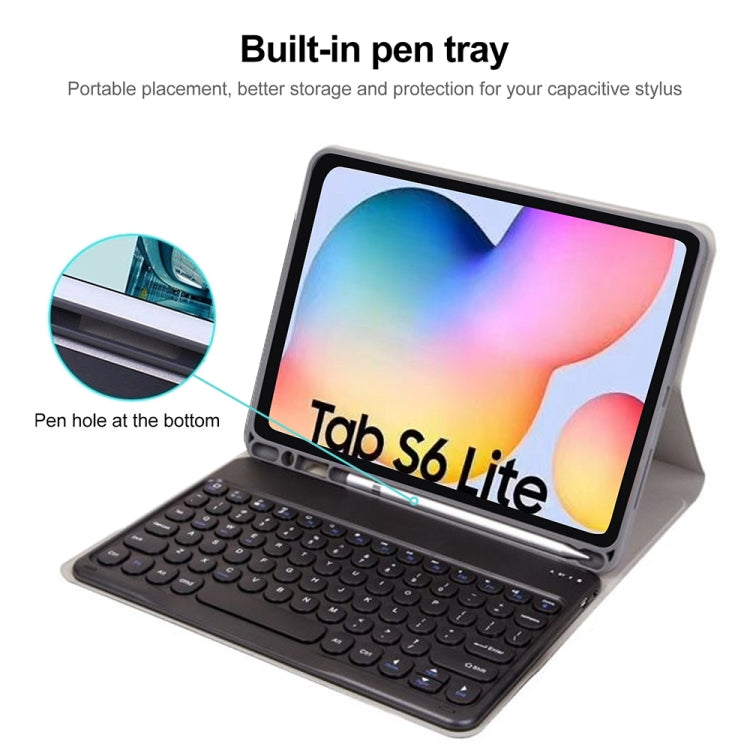 Round Cap Bluetooth Keyboard Leather Case with Pen Slot for Samsung Galaxy Tab S6 Lite, Specification:without Touchpad(Dark Blue+Black Keyboard) - Samsung Keyboard by PMC TechLife | Online Shopping South Africa | PMC TechLife