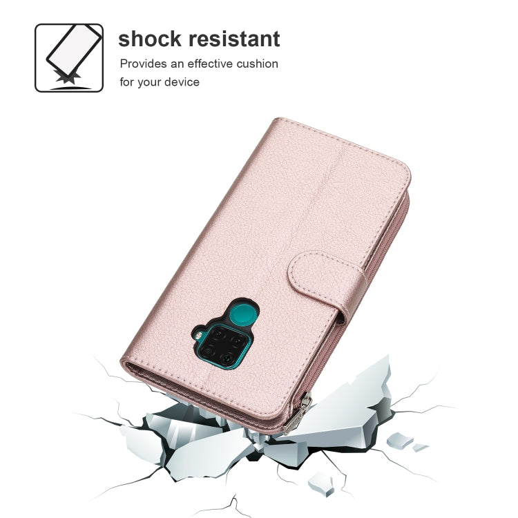 For Huawei Nova 5i Pro / Mate 30 Lite Microfiber Zipper Horizontal Flip Leather Case(Rose Gold) - Huawei Cases by PMC TechLife | Online Shopping South Africa | PMC TechLife | Buy Now Pay Later Mobicred