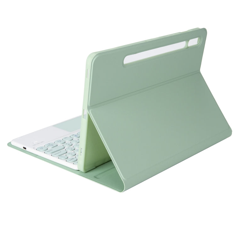 YA08B-A Candy Color Skin Feel Texture Round Keycap Bluetooth Keyboard Leather Case with Touchpad For Samsung Galaxy Tab A8 10.5 2021 SM-X200 / SM-X205(Light Green) - Samsung Keyboard by PMC Jewellery | Online Shopping South Africa | PMC Jewellery