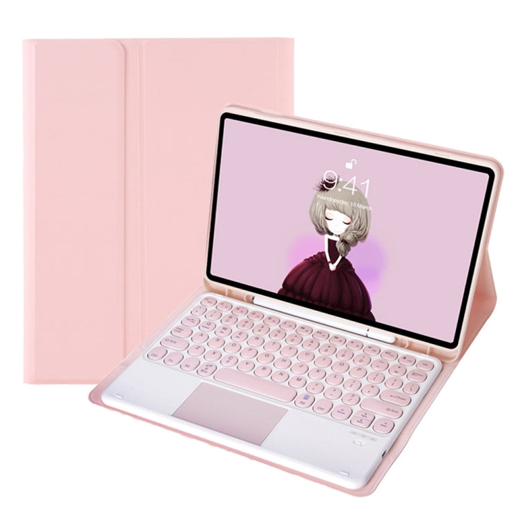YA700B-A Candy Color Skin Feel Texture Round Keycap Bluetooth Keyboard Leather Case with Touchpad For Samsung Galaxy Tab S8 11 inch SM-X700 / SM-X706 & S7 11 inch SM-X700 / SM-T875(Pink) - Samsung Keyboard by PMC TechLife | Online Shopping South Africa | PMC TechLife