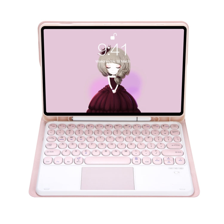 YA700B-A Candy Color Skin Feel Texture Round Keycap Bluetooth Keyboard Leather Case with Touchpad For Samsung Galaxy Tab S8 11 inch SM-X700 / SM-X706 & S7 11 inch SM-X700 / SM-T875(Pink) - Samsung Keyboard by PMC TechLife | Online Shopping South Africa | PMC TechLife
