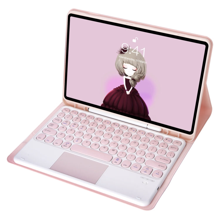 YA700B-A Candy Color Skin Feel Texture Round Keycap Bluetooth Keyboard Leather Case with Touchpad For Samsung Galaxy Tab S8 11 inch SM-X700 / SM-X706 & S7 11 inch SM-X700 / SM-T875(Pink) - Samsung Keyboard by PMC TechLife | Online Shopping South Africa | PMC TechLife