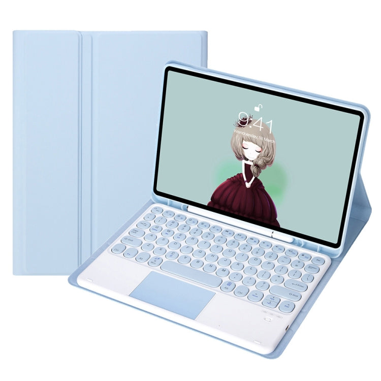 YA700B-A Candy Color Skin Feel Texture Round Keycap Bluetooth Keyboard Leather Case with Touchpad For Samsung Galaxy Tab S8 11 inch SM-X700 / SM-X706 & S7 11 inch SM-X700 / SM-T875(White Ice) - Samsung Keyboard by PMC TechLife | Online Shopping South Africa | PMC TechLife