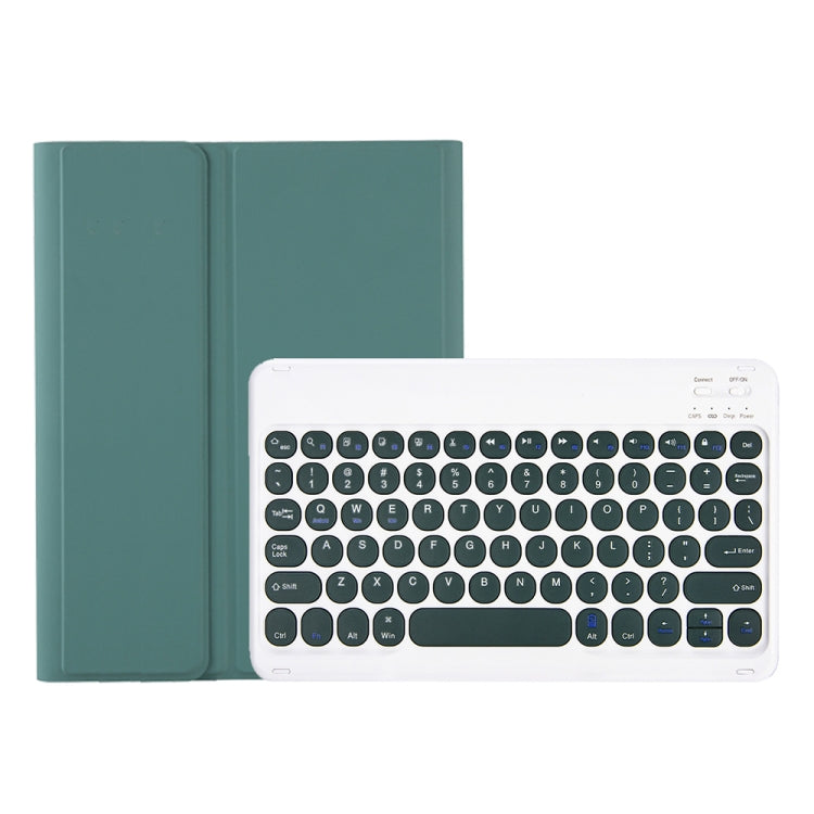 YA08B Candy Color Skin Feel Texture Round Keycap Bluetooth Keyboard Leather Case For Samsung Galaxy Tab A8 10.5 2021 SM-X200 / SM-X205(Dark Green) - Samsung Keyboard by PMC Jewellery | Online Shopping South Africa | PMC Jewellery