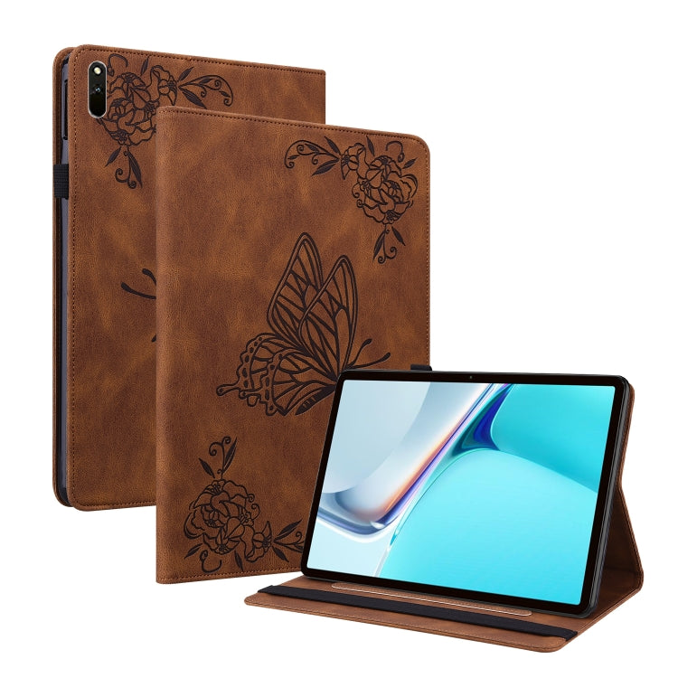 For Huawei MatePad 11 2021 Butterfly Flower Embossed Leather Tablet Case(Brown) - Huawei by PMC TechLife | Online Shopping South Africa | PMC TechLife | Buy Now Pay Later Mobicred