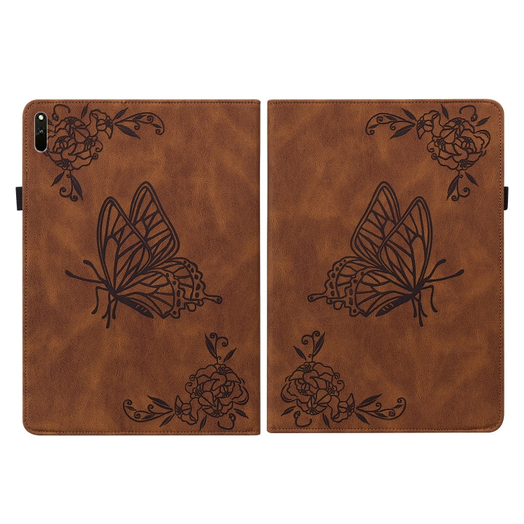 For Huawei MatePad 11 2021 Butterfly Flower Embossed Leather Tablet Case(Brown) - Huawei by PMC TechLife | Online Shopping South Africa | PMC TechLife | Buy Now Pay Later Mobicred