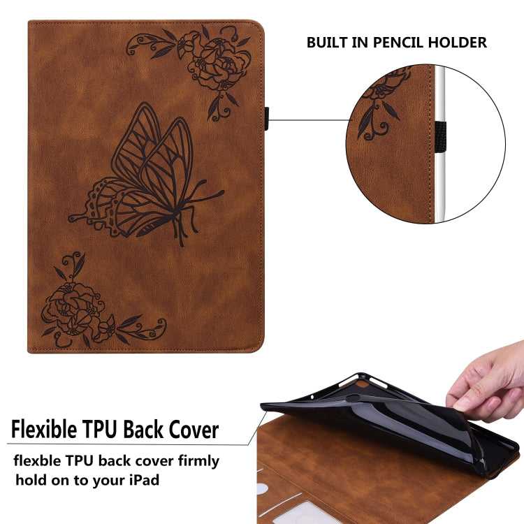 For Huawei MatePad 11 2021 Butterfly Flower Embossed Leather Tablet Case(Brown) - Huawei by PMC TechLife | Online Shopping South Africa | PMC TechLife | Buy Now Pay Later Mobicred