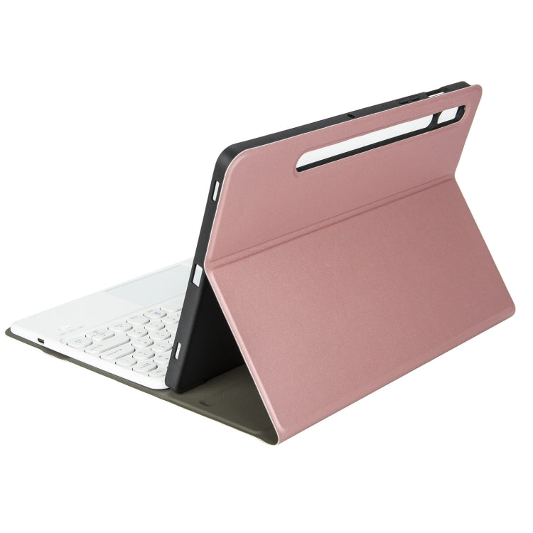 YA610B-A  Lambskin Texture Voltage Round Keycap Bluetooth Keyboard Leather Case with Touchpad For Samsung Galaxy Tab S6 Lite 10.4 inch SM-P610 / SM-P615(Rose Gold) - Samsung Keyboard by PMC Jewellery | Online Shopping South Africa | PMC Jewellery