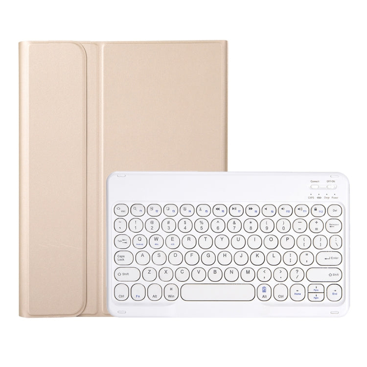 YA08B Lambskin Texture Voltage Round Keycap Bluetooth Keyboard Leather Case For Samsung Galaxy Tab A8 10.5 2021 SM-X200 / SM-X205(Gold) - Samsung Keyboard by PMC Jewellery | Online Shopping South Africa | PMC Jewellery