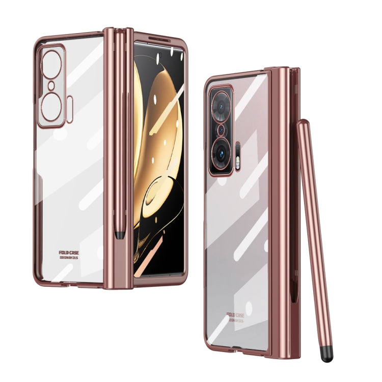 For Honor Magic V Full Body Electroplating Hinge Phone Case with Stylus(Pink) - Honor Cases by PMC TechLife | Online Shopping South Africa | PMC TechLife