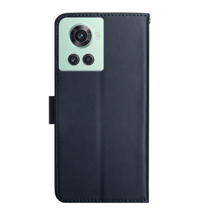 For OnePlus 10R Genuine Leather Fingerprint-proof Horizontal Flip Phone Case(Blue) - OnePlus Cases by PMC TechLife | Online Shopping South Africa | PMC TechLife | Buy Now Pay Later Mobicred