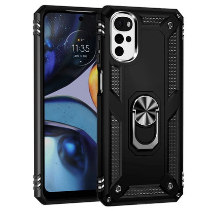 For Motorola Moto G22 Shockproof TPU + PC Holder Phone Case(Black) - Motorola Cases by PMC Jewellery | Online Shopping South Africa | PMC Jewellery | Buy Now Pay Later Mobicred