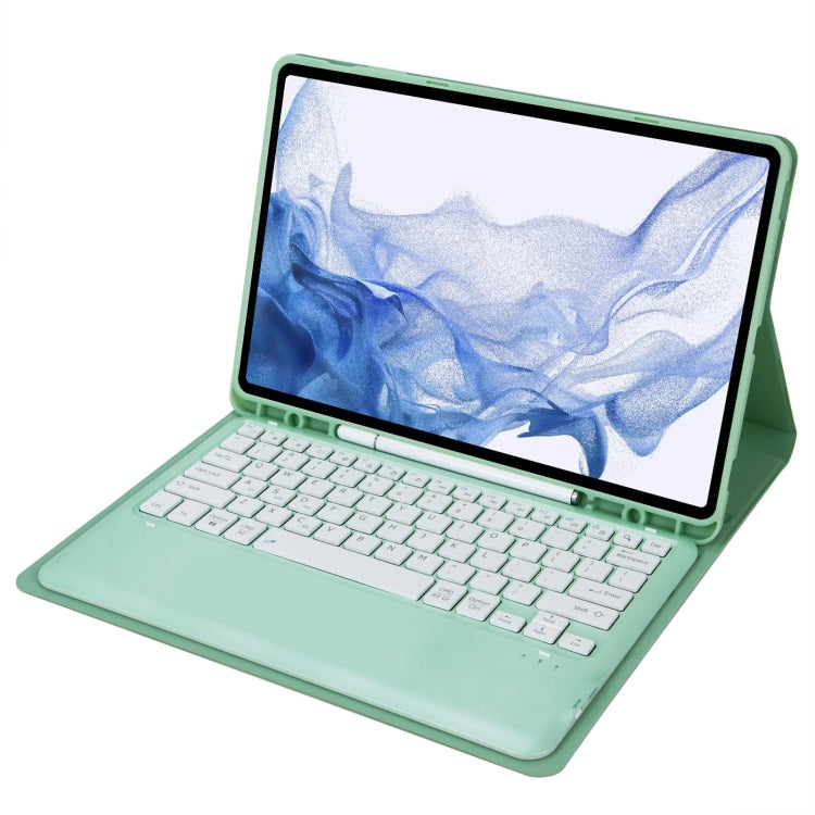 T800B Pen Slot Detachable Bluetooth Keyboard Leather Tablet Case For Samsung Galaxy Tab S8+/S7+/S7 FE(Mint Green) - Samsung Keyboard by PMC Jewellery | Online Shopping South Africa | PMC Jewellery