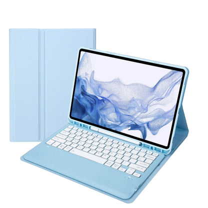 T800B Pen Slot Detachable Bluetooth Keyboard Leather Tablet Case For Samsung Galaxy Tab S8+/S7+/S7 FE(Sky Blue) - Samsung Keyboard by PMC Jewellery | Online Shopping South Africa | PMC Jewellery