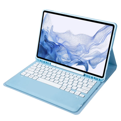 T800B Pen Slot Detachable Bluetooth Keyboard Leather Tablet Case For Samsung Galaxy Tab S8+/S7+/S7 FE(Sky Blue) - Samsung Keyboard by PMC Jewellery | Online Shopping South Africa | PMC Jewellery