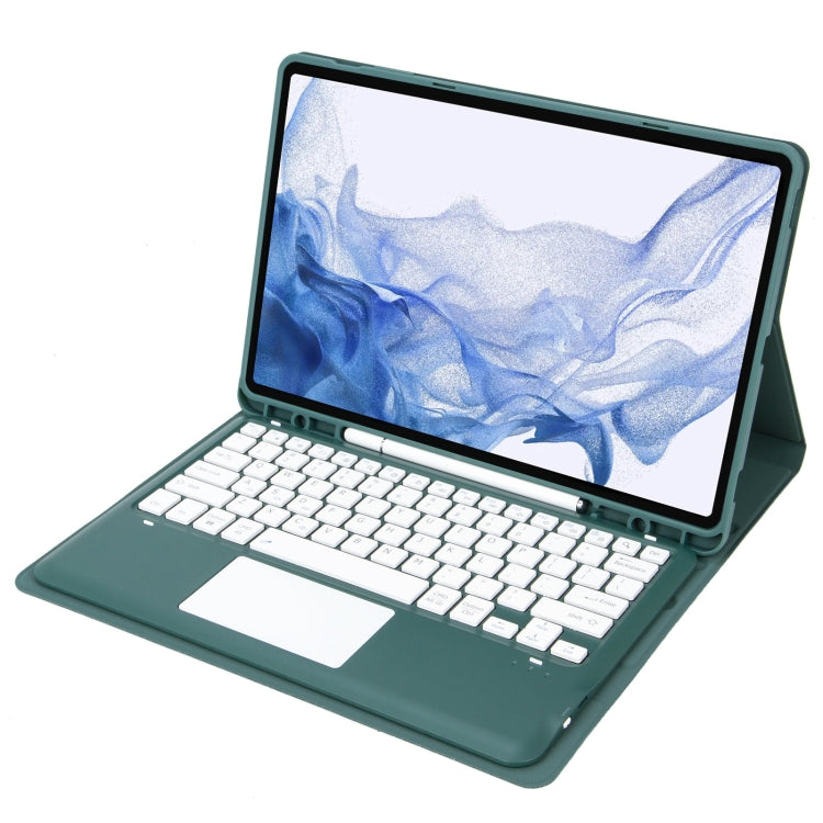 T800B-A Touch Pad Detachable Bluetooth Keyboard Leather Tablet Case For Samsung Galaxy Tab S8+/S7+/S7 FE(Dark Green) - Samsung Keyboard by PMC Jewellery | Online Shopping South Africa | PMC Jewellery