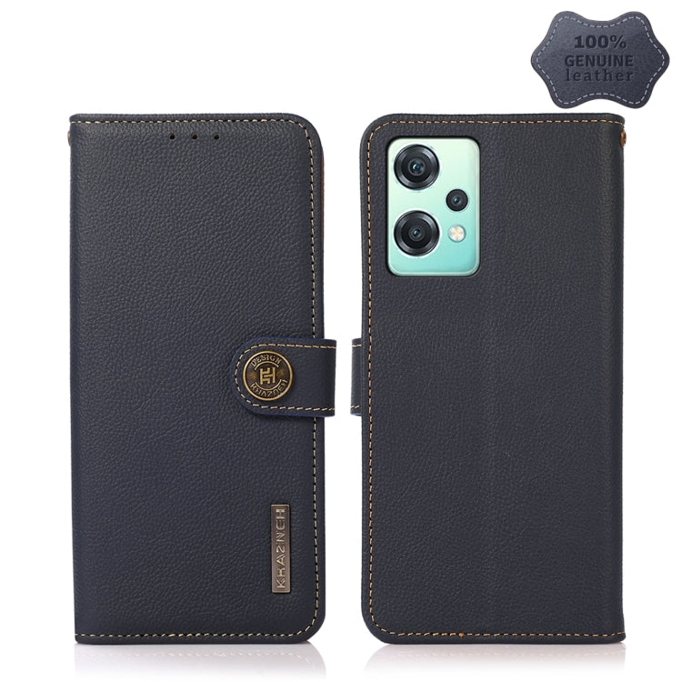 For OnePlus Nord CE 2 Lite 5G KHAZNEH Custer Genuine Leather RFID Phone Case(Blue) - free shipping - PMC TechLife - Order now!
