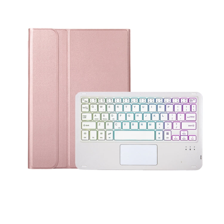 A102B-AS Lambskin Pen Slot Touch Pad Backlight Bluetooth Keyboard Leather Tablet Case For iPad 10.2 2021&2020&2019/Air 2019/Pro 10.5(Rose Gold) - For iPad Pro by PMC Jewellery | Online Shopping South Africa | PMC Jewellery