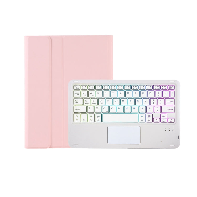 T102B-AS Skin Feel Pen Slot Touch Pad Backlight Bluetooth Keyboard Leather Tablet Case For iPad 10.2 2021&2020&2019/Air 2019/Pro 10.5(Pink) - For iPad Pro by PMC Jewellery | Online Shopping South Africa | PMC Jewellery | Buy Now Pay Later Mobicred