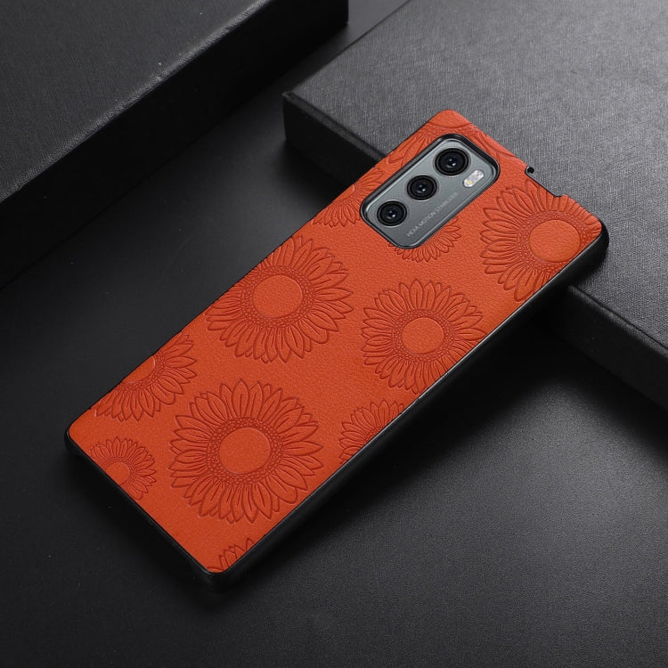 For LG Wing 5G Sunflower Pattern PU+TPU+PC Shockproof Phone Case(Orange) - LG by PMC Jewellery | Online Shopping South Africa | PMC Jewellery | Buy Now Pay Later Mobicred