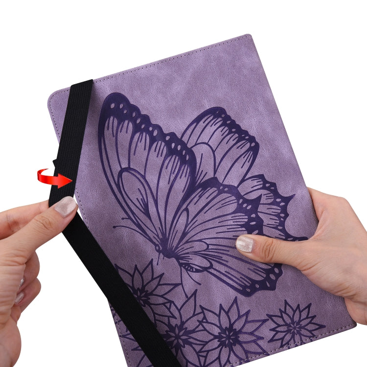 For Realme Pad Big Butterfly Embossed Leather Tablet Case(Purple) - Realme by PMC TechLife | Online Shopping South Africa | PMC TechLife | Buy Now Pay Later Mobicred