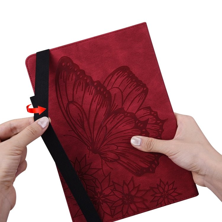 For Lenovo Tab P11 Big Butterfly Embossed Leather Tablet Case(Red) - Lenovo by PMC TechLife | Online Shopping South Africa | PMC TechLife | Buy Now Pay Later Mobicred