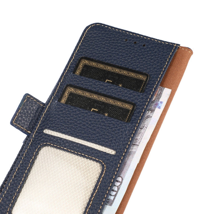 For Nokia C21 KHAZNEH Side-Magnetic Litchi Genuine Leather RFID Phone Case(Blue) - Nokia Cases by PMC TechLife | Online Shopping South Africa | PMC TechLife | Buy Now Pay Later Mobicred