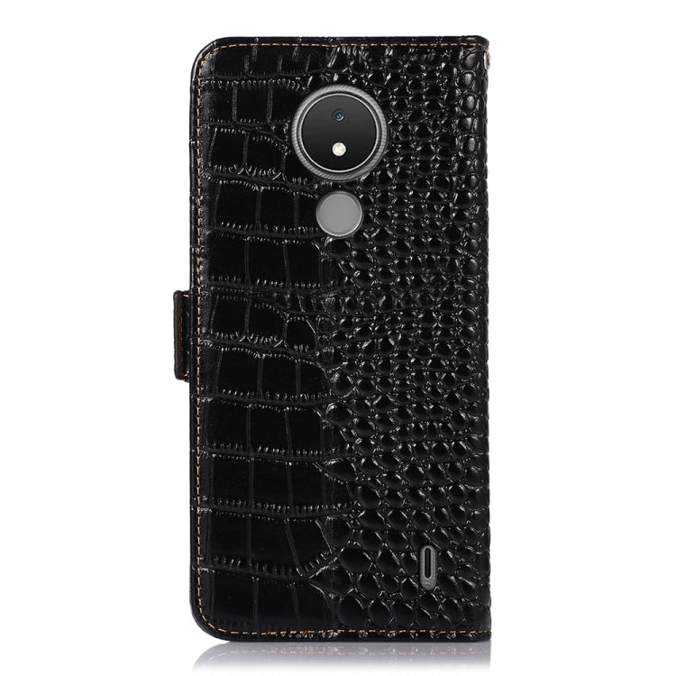 For Nokia C21 Crocodile Top Layer Cowhide Leather Phone Case(Black) - Nokia Cases by PMC TechLife | Online Shopping South Africa | PMC TechLife | Buy Now Pay Later Mobicred
