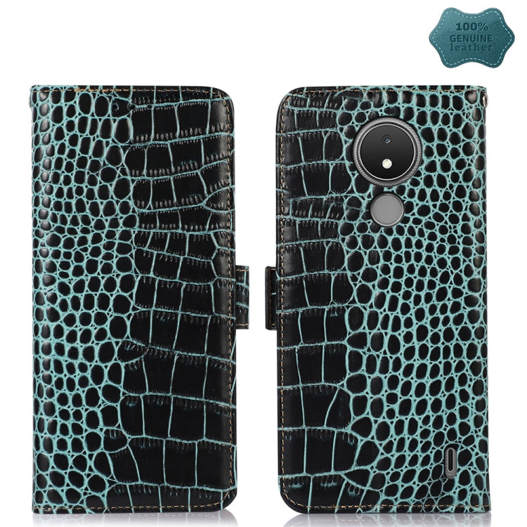 For Nokia C21 Crocodile Top Layer Cowhide Leather Phone Case(Green) - Nokia Cases by PMC TechLife | Online Shopping South Africa | PMC TechLife | Buy Now Pay Later Mobicred