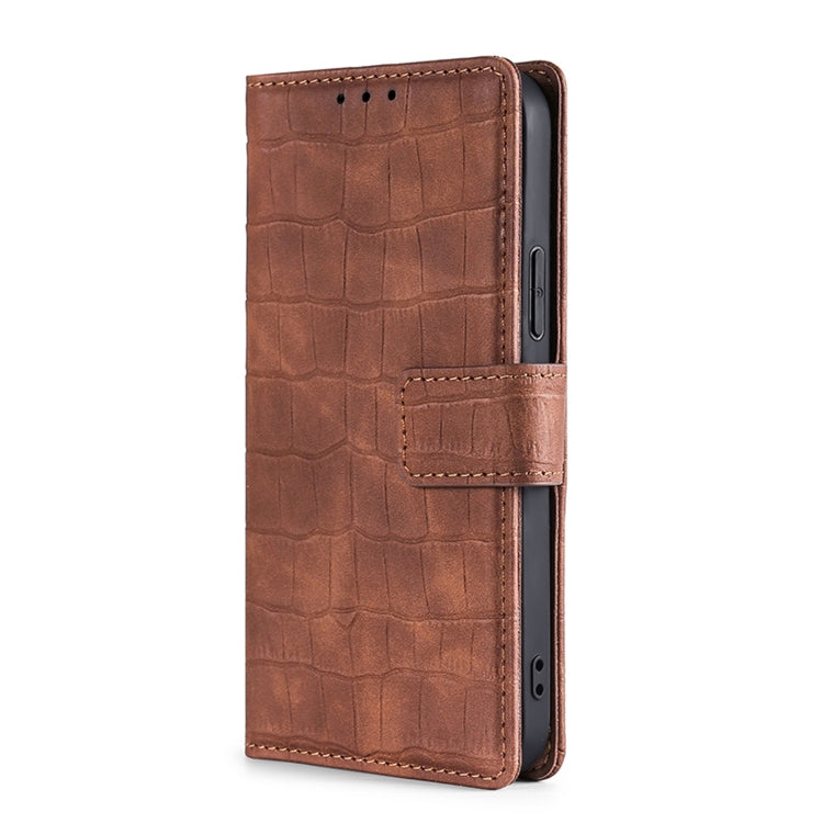 For Blackview A70 Skin Feel Crocodile Magnetic Clasp Leather Phone Case(Brown) - More Brand by PMC Jewellery | Online Shopping South Africa | PMC Jewellery | Buy Now Pay Later Mobicred