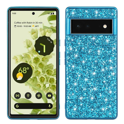 For Google Pixel 7 / 7 Pro Glitter Powder Shockproof TPU Phone Case(Blue) - Google Cases by PMC Jewellery | Online Shopping South Africa | PMC Jewellery