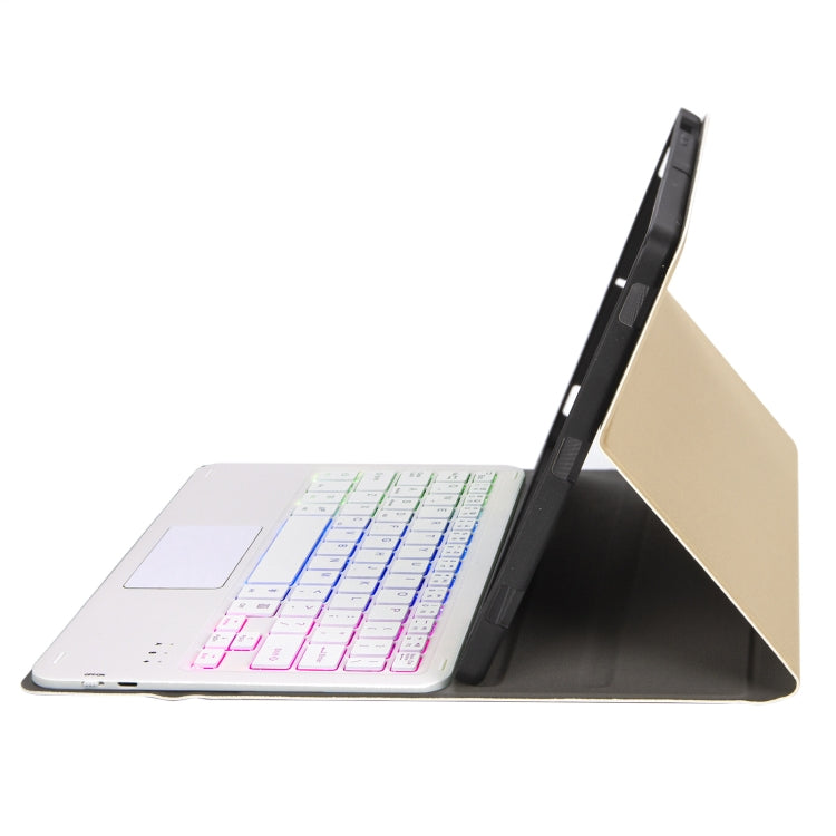 For Samsung Galaxy Tab S8 / S7 A700B-AS Lambskin Texture Backlight Bluetooth Keyboard Leather Tablet Case(Gold) - Samsung Keyboard by PMC TechLife | Online Shopping South Africa | PMC TechLife