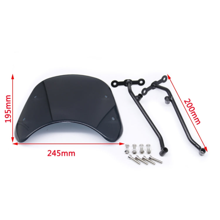 DF016-C Motorcycle Front Windshield for Benelli Leoncino Trail 500(Black) - Others by PMC Jewellery | Online Shopping South Africa | PMC Jewellery | Buy Now Pay Later Mobicred